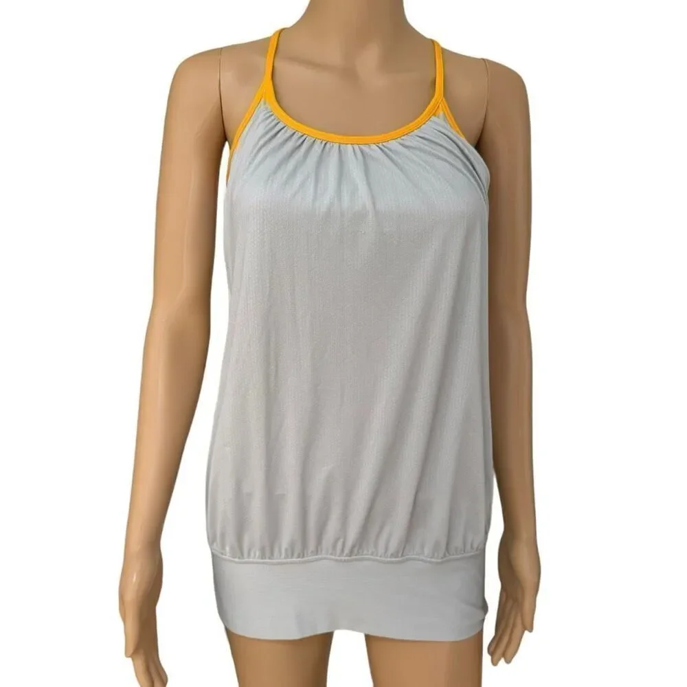 Lululemon Silver Spoon Pop Stripe Heathered Light Gray No Limits Tank Top Size 6